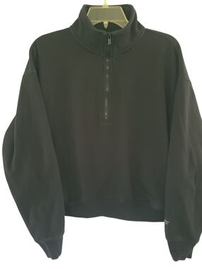 Fabletics Women's Black 1/4-Zip Workout Athletic Bomber Jacket Size L